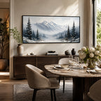 Texture Painting Art – Snowy Pine Mountain Scene