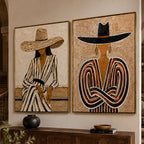 [Copy]Vintage Americana Art – Handmade Woman & Dark Horse Textured Oil Painting