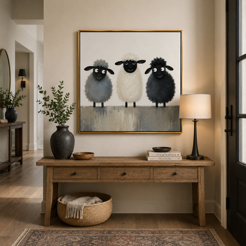 Texture Painting Art – Three Fluffy Sheep
