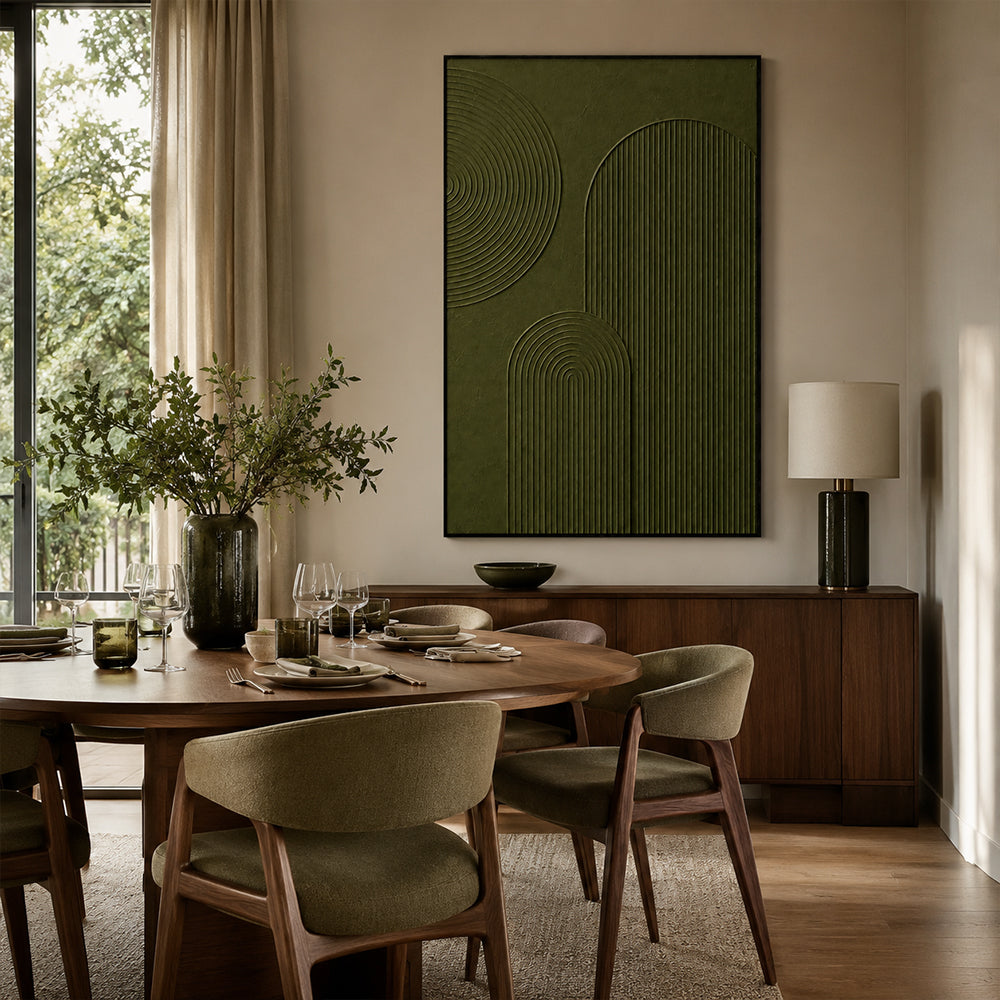 Minimalist Art – Green Textured Arches