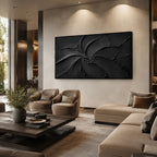 Texture Painting Art – Swirling Black Impasto Forms