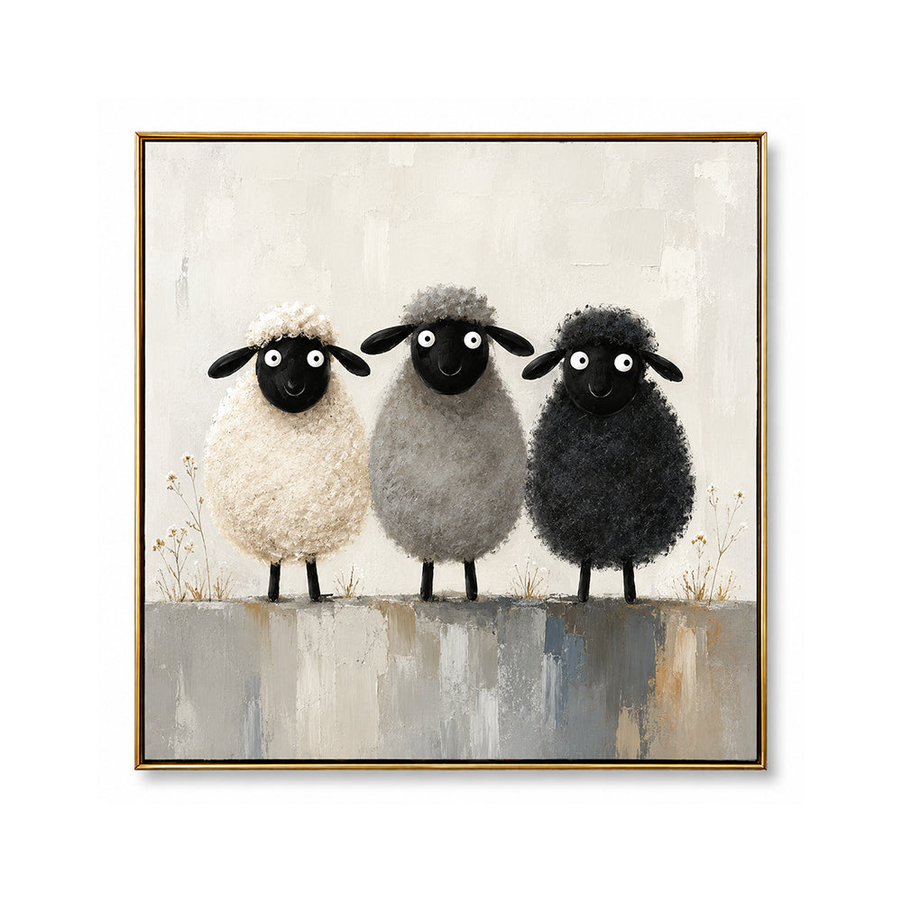 Texture Painting Art – Three Fluffy Sheep