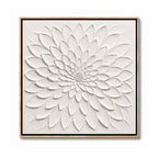Minimalist Art – White Relief Dahlia