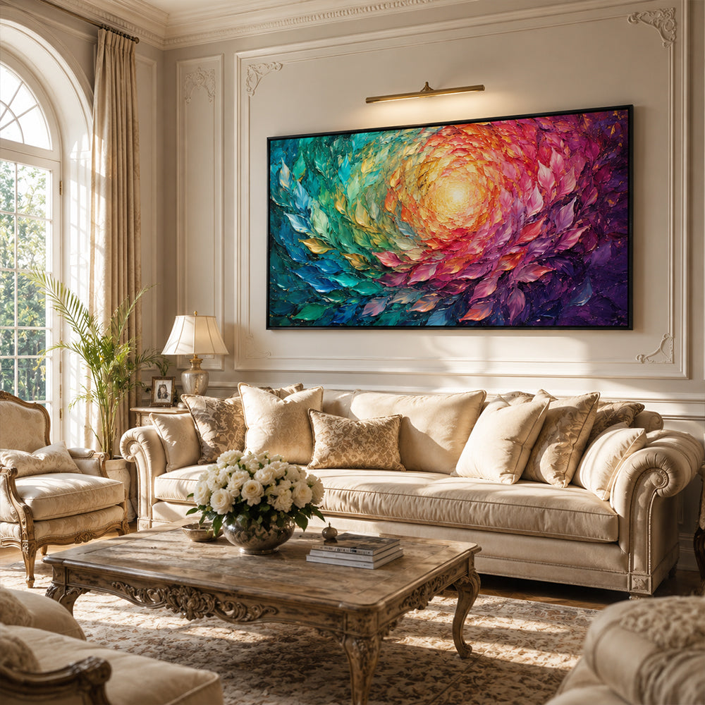 Texture Painting Art – Swirling Rainbow Foliage