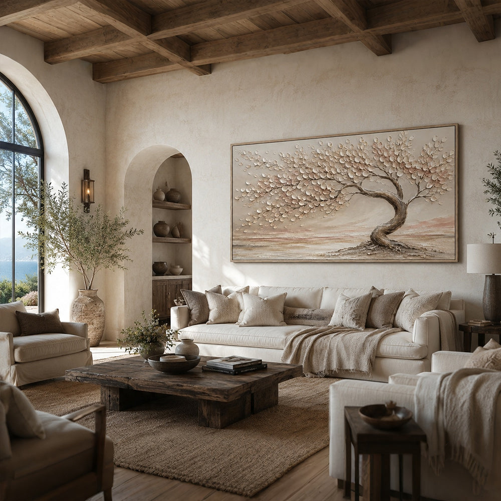Texture Painting Art – Curved Tree Landscape