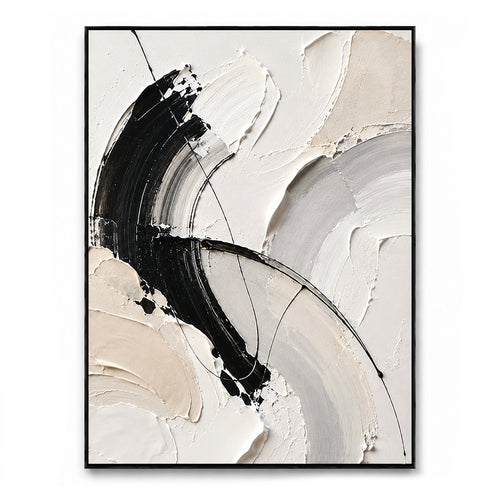 Abstract Wall Art – Curved Neutral Impasto Strokes